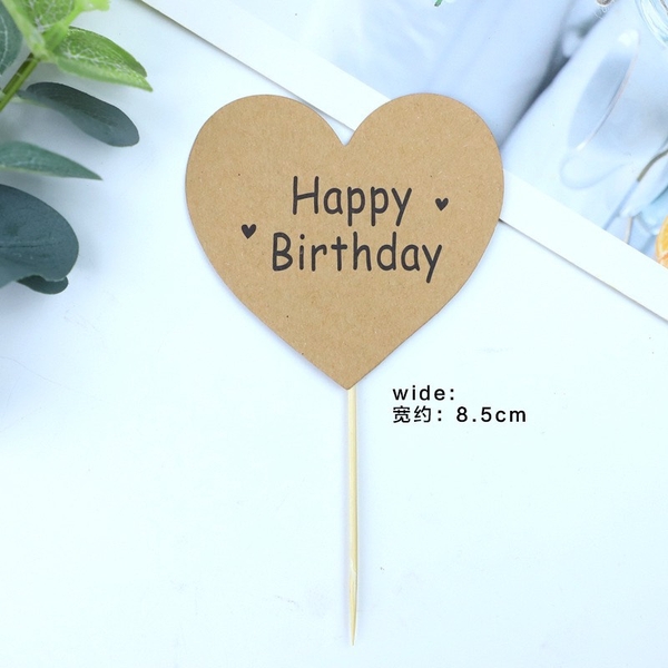 Set 10 bảng giấy HPBD nâu-TRÁI TIM.6971