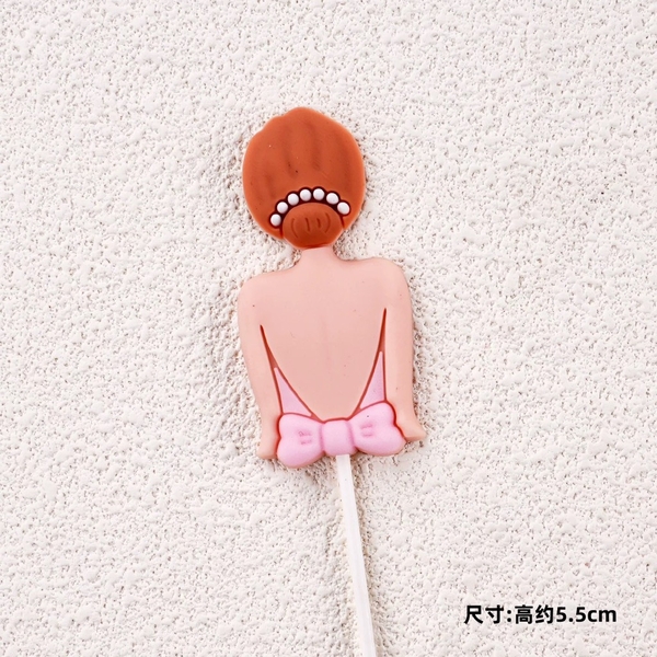 Tượng nhựa dẻo - cô gái búi tóc -màu HỒNG.