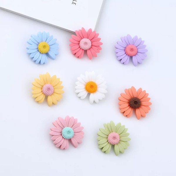 Set 10 hoa Cúc họa mi nhựa mix màu kt 2.7cm.