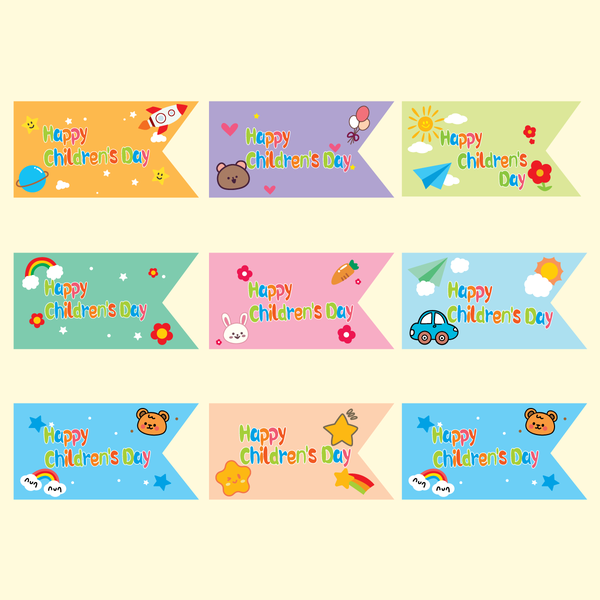 Set 45 thẻ giấy chữ nhật - Happy children day.