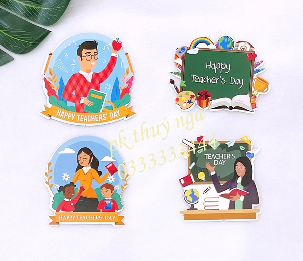 MUA 1 TẶNG 1 - Set 8 thẻ giấy mix mẫu Happy  Teacher's day (20-11) -XẢ KHO.