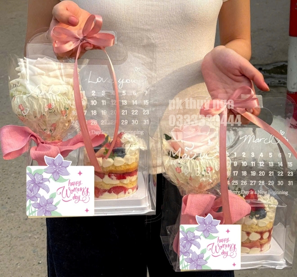Set 60 thiệp giấy Happy women's day mix 6 mẫu-hình chữ nhật kt 8.5cm x6.3cm.
