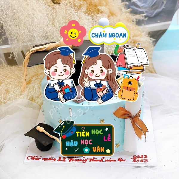 Combo 2 set giấy - 2 bé cử nhân tốt nghiệp (chăm ngoan học giỏi).