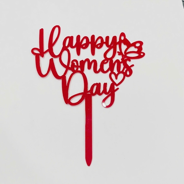 Set 10 mica Happy women's day gắn cánh bướm-ĐỎ.