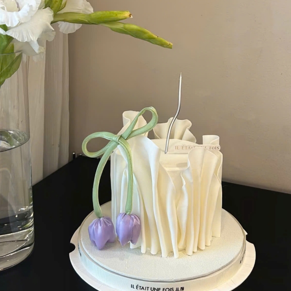 Nơ lụa hoa tuylip (kích thước to -45cm)-TÍM.