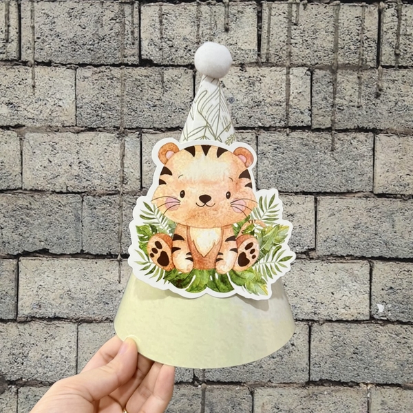 Set 10 mũ 3D cán bóng giấy đẹp kt dk 13cmx cao 20cm -Hổ kute M60.