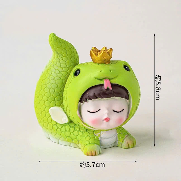 Tượng SỨ - bé rắn NẰM (XANH LÁ)9399.