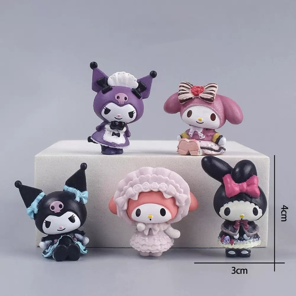 Set 5 tượng Mèo Melody KUROMI-NHỰA ĐẶC.