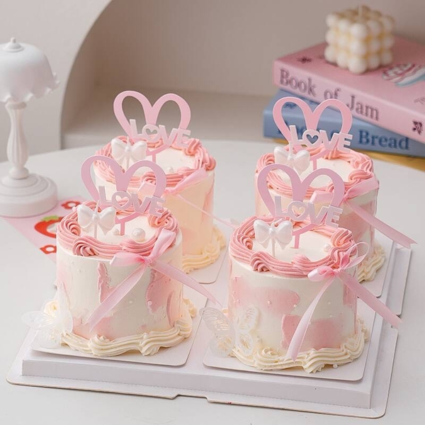 Set 10 mica LOVE TIM 2 lớp HỒNG TRẮNG.