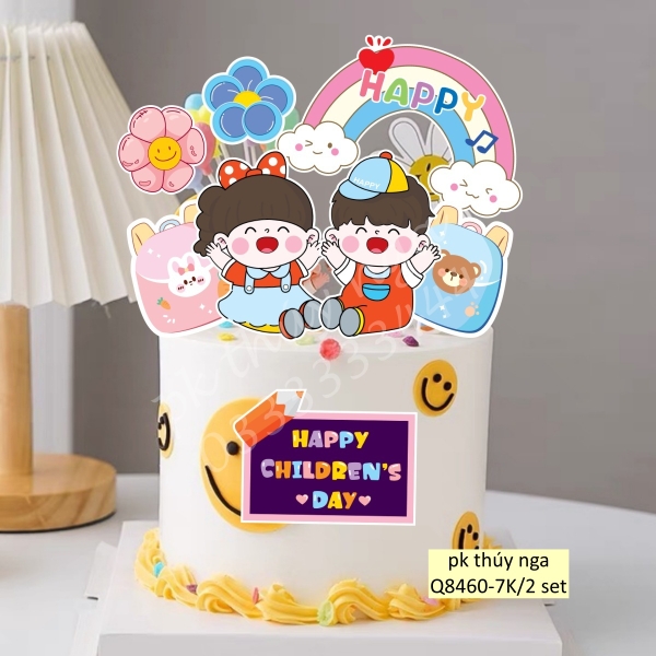 Combo 2 set giấy  (1-6) - bé trai, bé gái, cầu vồng, cặp sách.