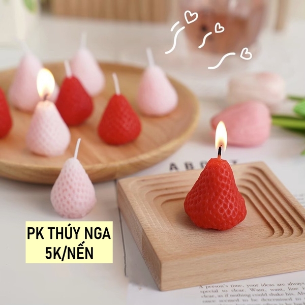 Nến hình quả dâu-HỒNG.