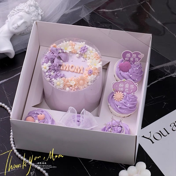 Set 10 hộp cupcake 5 LỖ (mẫu mới) kthuoc 26x26x12cm (NẮP MICA TRONG) (kèm đế ở khay to).