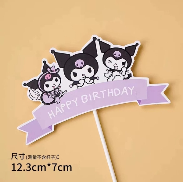 Set 8 cây cắm HPBD chủ đề Kuromi mix 2 mẫu.