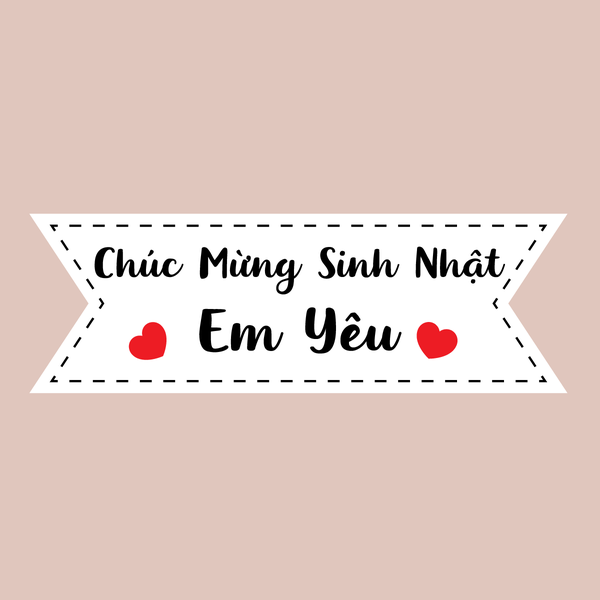 Set 60 bảng giấy-HPBD em yêu (bao gồm que cắm).