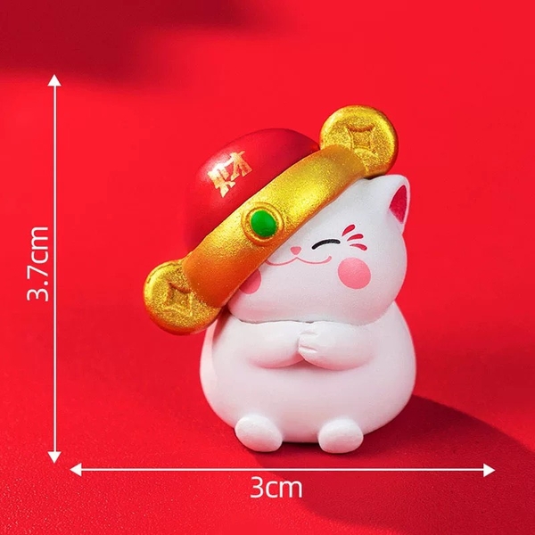 Set 4 mèo thần tài mix mẫu mini (nhựa đặc).