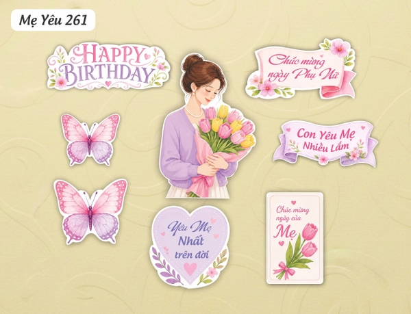 10 set giấy HD- Mẹ yêu 261 (mẹ áo tím ôm hoa).