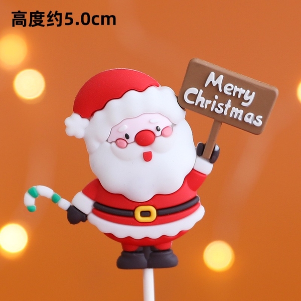Tượng nhựa dẻo loại dày-ông già noel cầm  biển báo nâu.