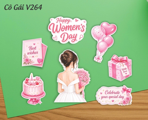 10 set giấy cô gái (hồng+ chùm bóng)  -  HD 264.