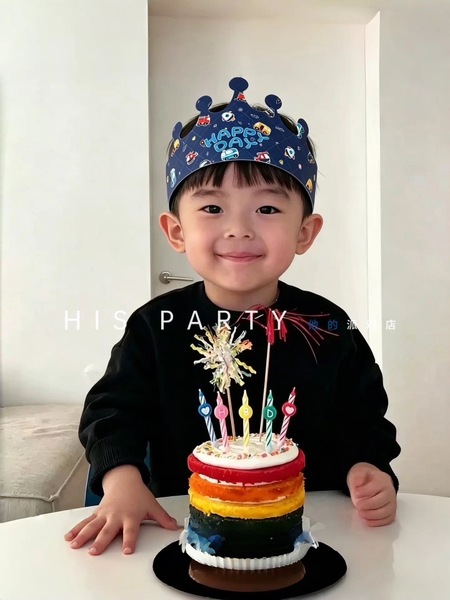 Set 10 mũ sinh nhật hình vương miện-XANH ĐẬM (phi hành gia).