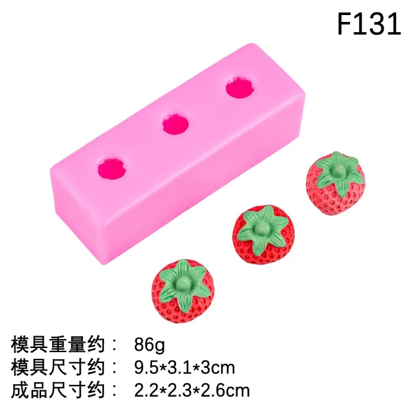 Khuôn silicon- 3 quả dâu có cuống.