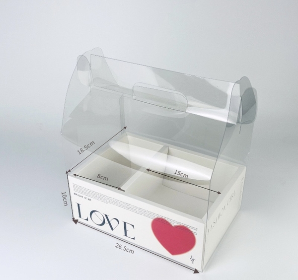 Set 10 hộp mica 2 ngăn LOVE TRẮNG.