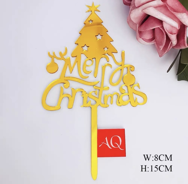 Set 10 mica Xmas cây thông-VÀNG.