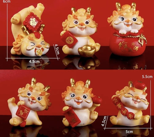 Set 6 tượng Rồng vàng (nhựa đặc).