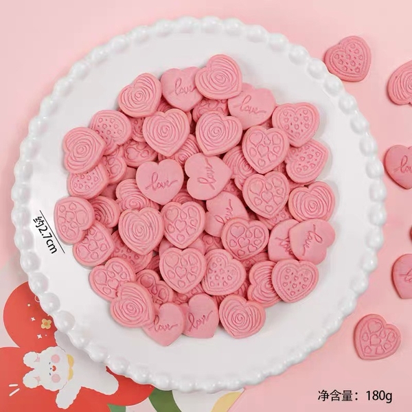 Bánh quy tim nhiều hình mix size NHỎ (gói 180gam)-MÀU HỒNG.