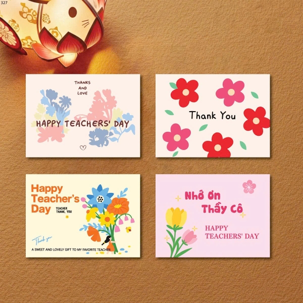 Set 20 thẻ/thiệp giấy 20.11 - mix 4 mẫu kt to 8cmx11cm.