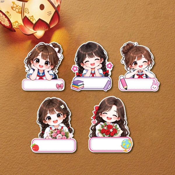 Set 50 thẻ giấy có chân cắm- bé GÁI học bài kute.