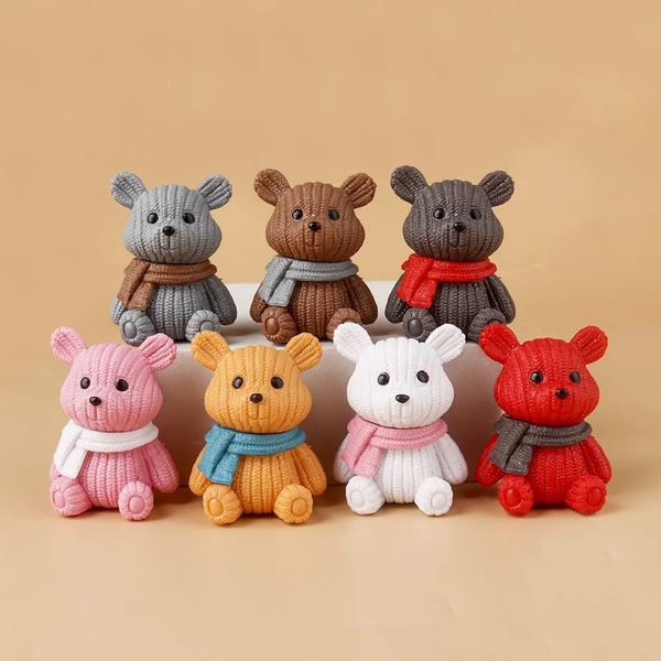 Set 8 gấu quàng khăn mix màu (nhựa đẹp kt 3.5cmx 5cm).