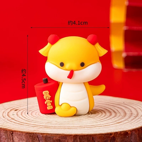 Tượng silicon 3D - Rắn vàng và pháo đỏ.