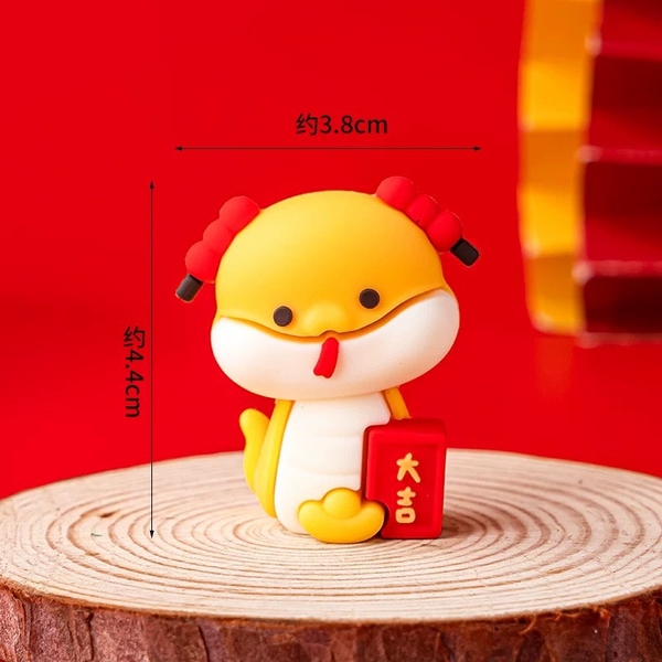 Tượng silicon 3D - Rắn vàng và LÌ XÌ đỏ