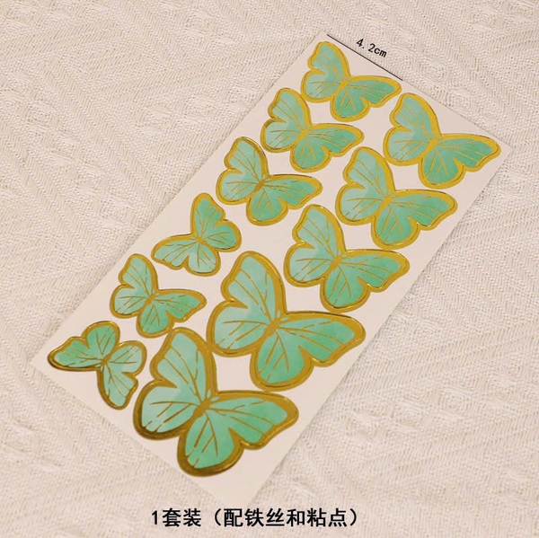 10 Set bướm giấy mẫu nhỏ  -XANH LÁ (11 bướm/set).