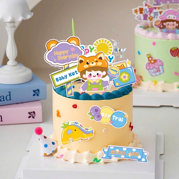 Combo 2 set giấy - bé TRAI cầm kẹo mút sắc màu + máy ảnh.