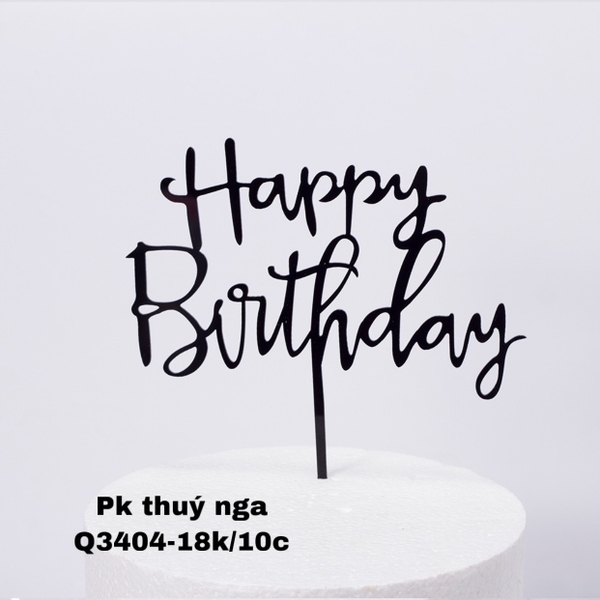 Set 10 Mica HPBD cắm bánh - Mảnh đen