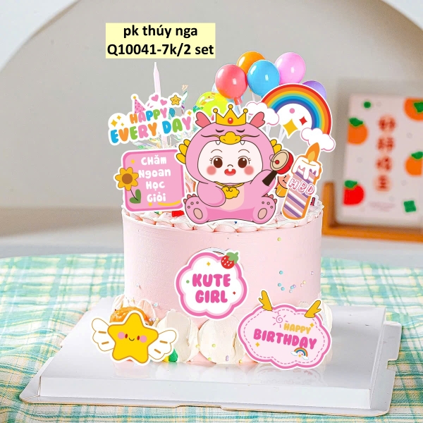 Combo 2 set giấy - bé rồng kute màu HỒNG + cầu vồng.