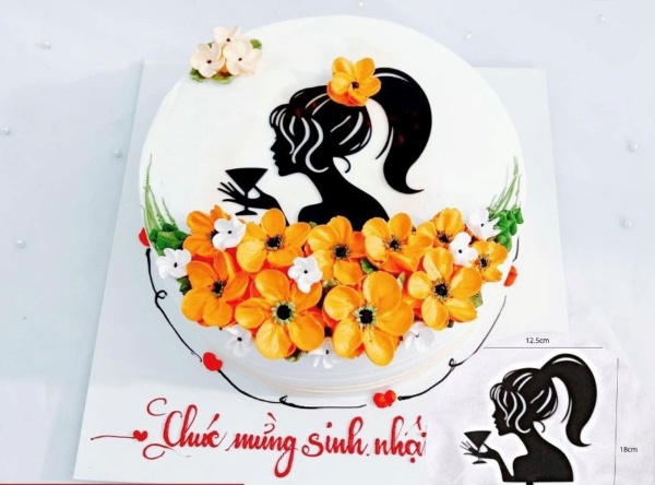 Set 10 mica cô gái cột tóc cao và ly rượu-ĐEN.
