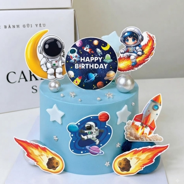 Combo 5 set giấy SX-Phi hành gia ngồi trăng vàng và tên lửa.