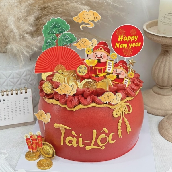 Combo 2 set giấy Tết thần tài-cây-quạt đỏ.