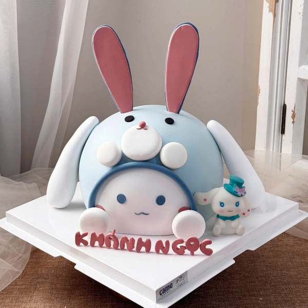 Tượng Chó cinnamoroll nhựa đội mũ màu xanh (nhựa cứng).