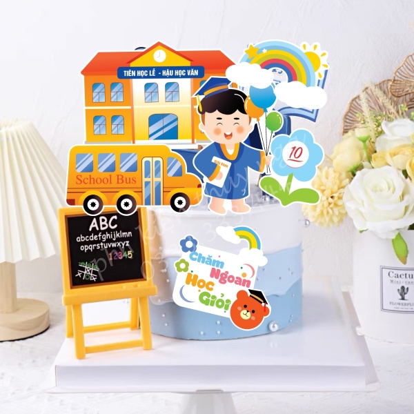 MUA 1 TẶNG 1 - Combo 2 set giấy-bé TRAI cử nhân, xe và trường học (20-11).