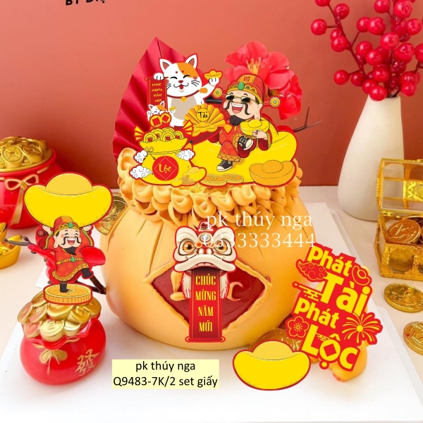 Combo 2 set giấy TẾT- thần thài, thỏi vàng phát tài phát lộc.