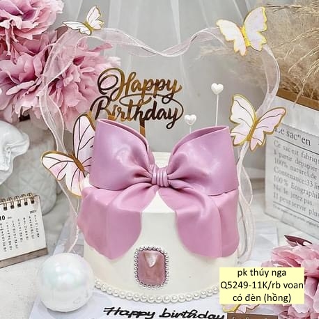 Dải ruybang có kèm đèn -HỒNG (KT 5.5cm x 85cm).