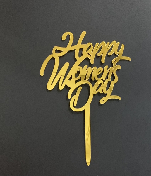 Set 10 mica women day chữ nghiêng-vàng.