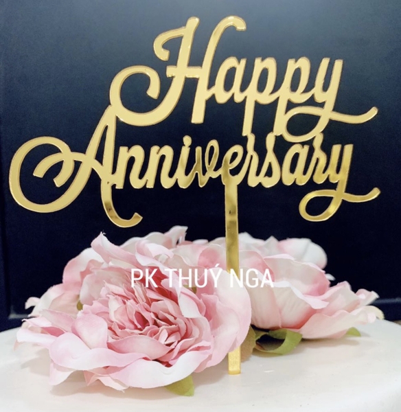 Set 10 mica Anniversary chữ mảnh-vàng.