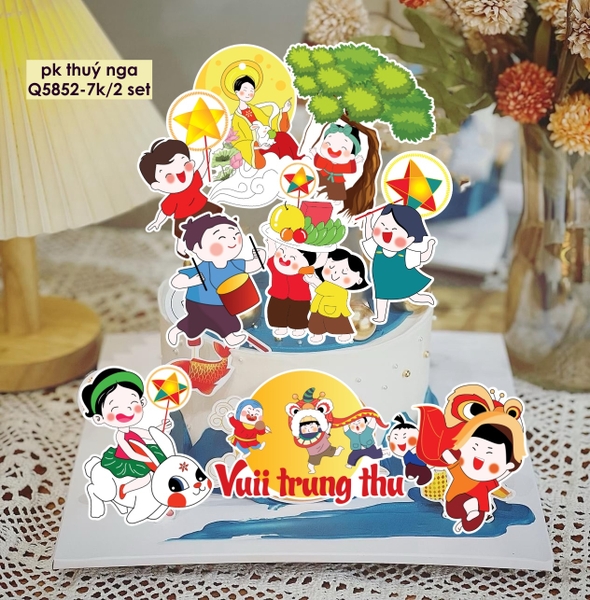 Combo 2 set giấy trung thu- hằng nga cưỡi thỏ 5852 (MẪU 3).
