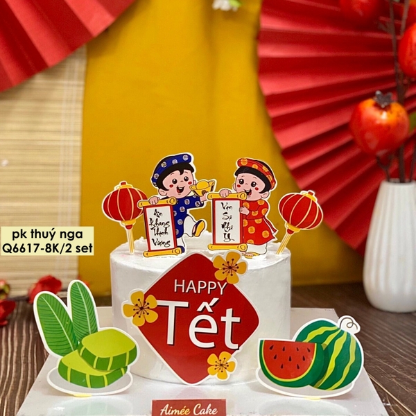 combo 2 set giấy TẾT- 2 em bé, dưa hấu, bánh chưng, lì xì.