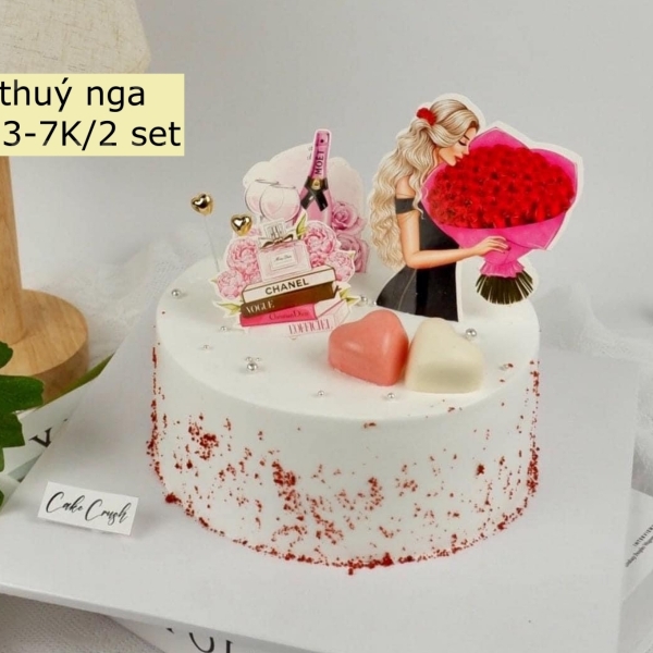 10 Set giấy cô gái và bó hoa hồng đỏ (5 túi=10set).