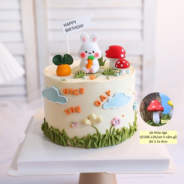 Set 5 nấm gỗ-ĐỎ (kt 2.2x 4cm).
